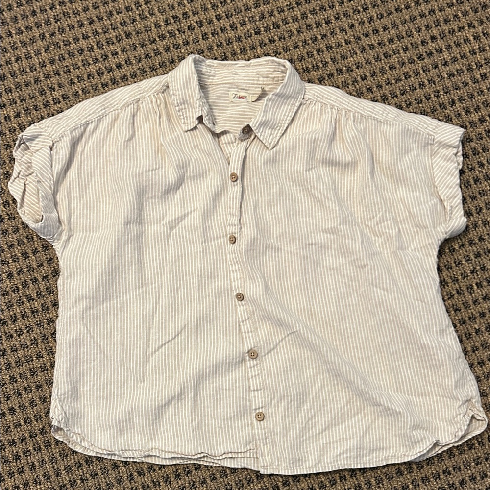Faherty Beige Striped Shirt